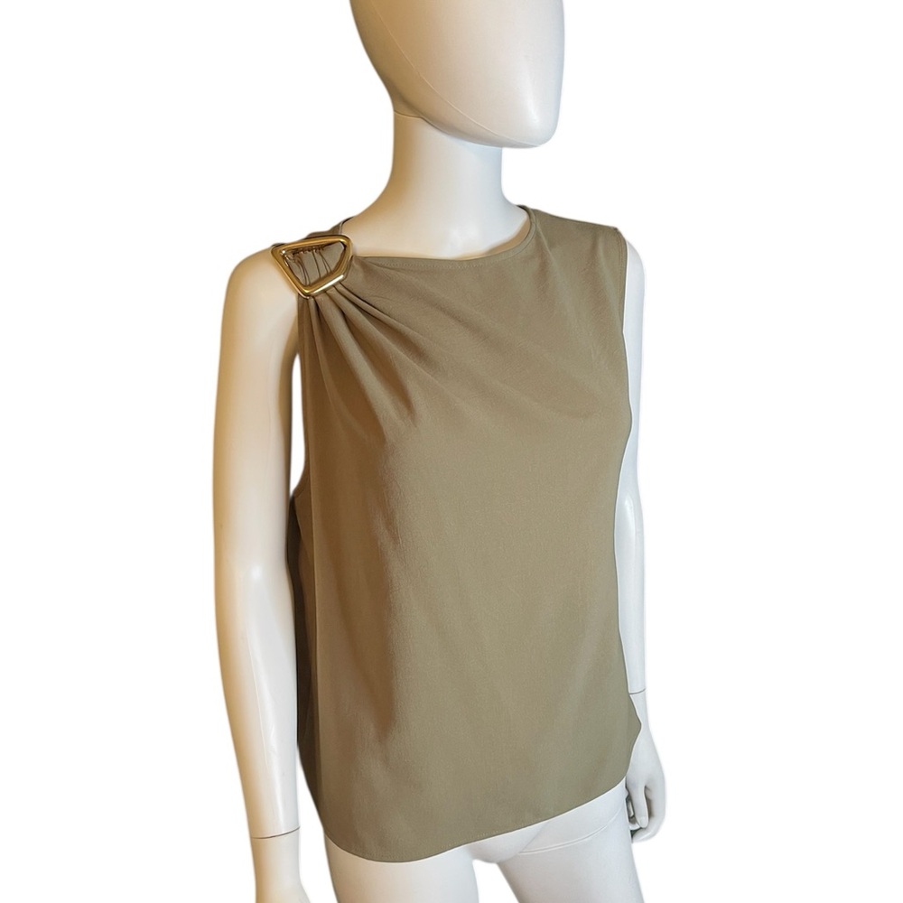 Zara sage green Blouse with Shoulder Detail
